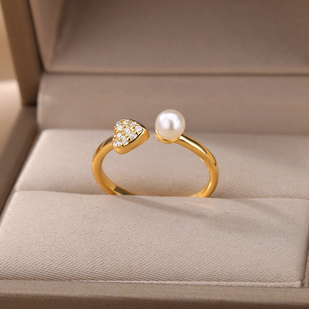 Luminous Pearl Heart Ring